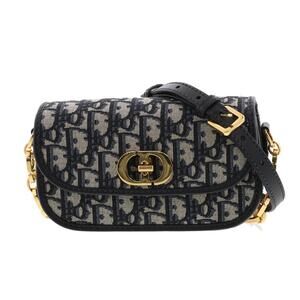 Christian Dior Trotter Chain Shoulder Bag Blue Navy Blue